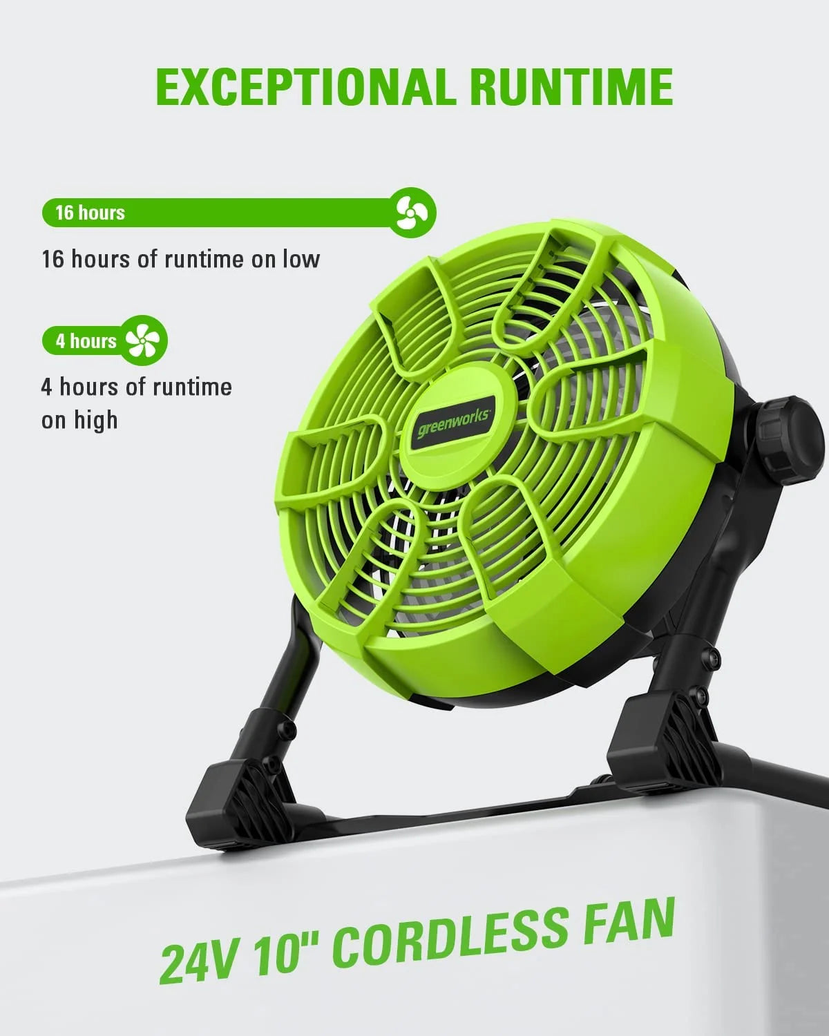 24V 10" (5-Speed) Fan (500 CFM) with 2.0Ah USB Battery and Charger