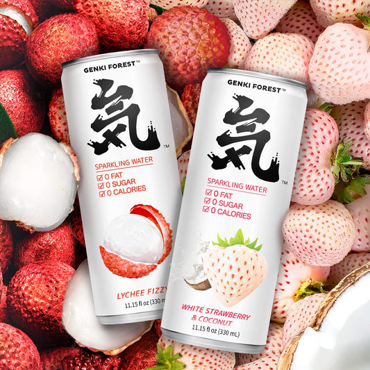 CHI FOREST Asian-Inspired Flavored Sparkling Water Lychee Fizzy( Pack of 6)+ White Strawberry and Coconut( Pack of 6), Keto, Atkins, Gluten-Free, Low Carb, Vegetarian, Vegan, Fizzy & Fruity,0 Sugar, 0 Fat, Diet Friendly