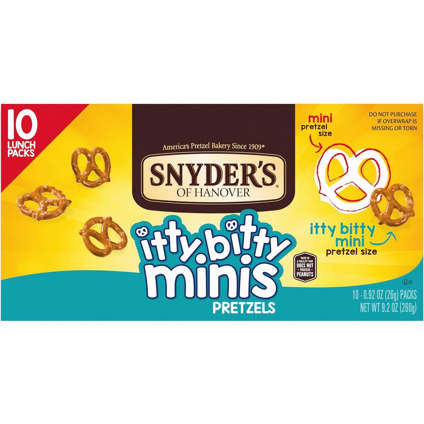 , Itty Bitty Minis Pretzels, Individual Packs 10 Ct (Pack of 6)