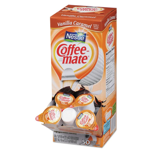 Coffee Mate Vanilla Caramel Liquid Coffee Creamer Singles, Lactose-Free Creamer, 0.375 Fl Oz, 50 Ct