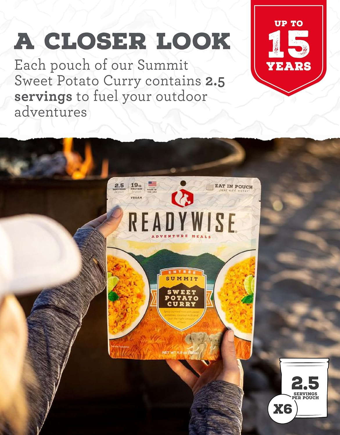 Summit Sweet Potato Curry (6 Count) | Freeze-Dried Backpacking & Camping Food | 15 Servings | Vegan,Rw05-019