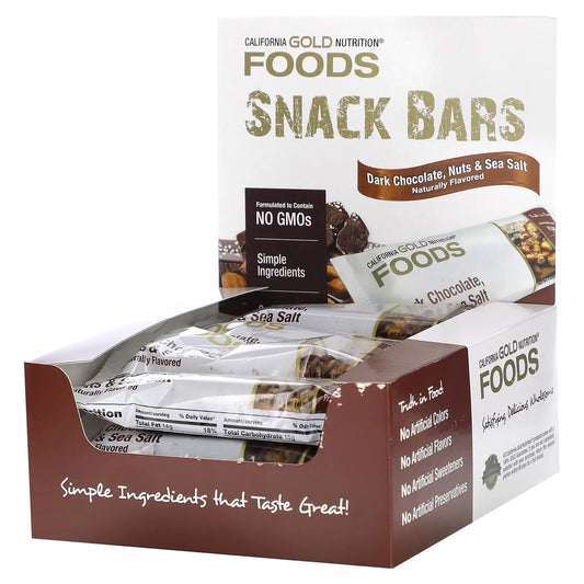 FOODS - Dark Chocolate, Nuts, & Sea Salt Bar Gold Bar, 12 Bars