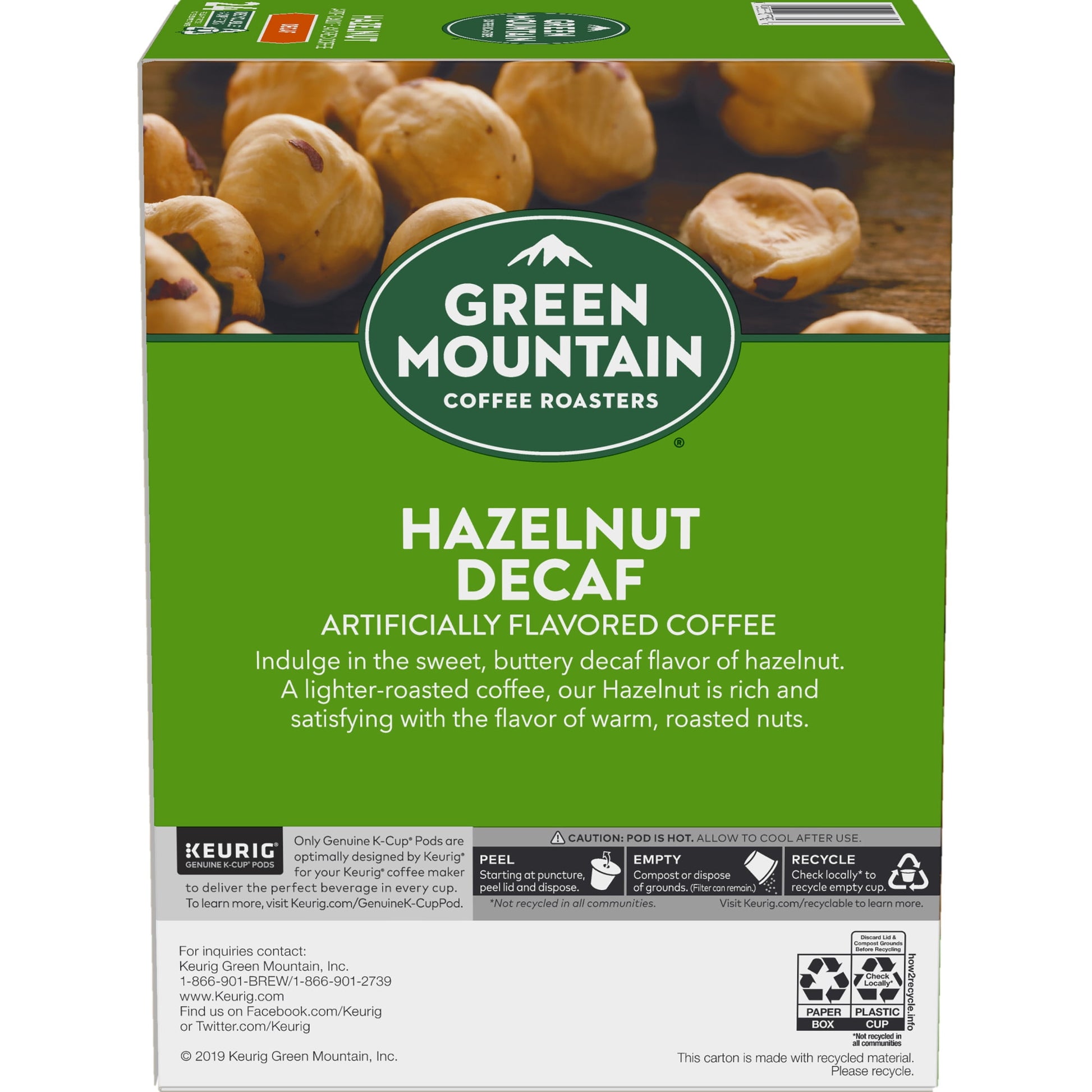 , Decaf Hazelnut Light Roast K-Cup Coffee Pods, 24 Count