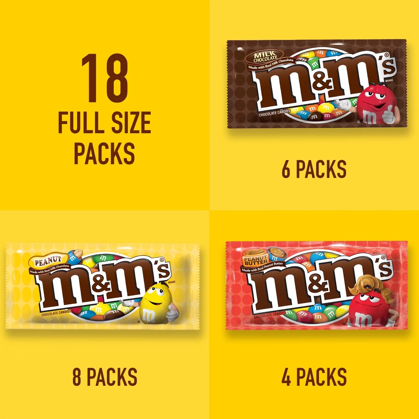 Variety Pack Full Size Milk Chocolate Candy Bars - 18 Ct