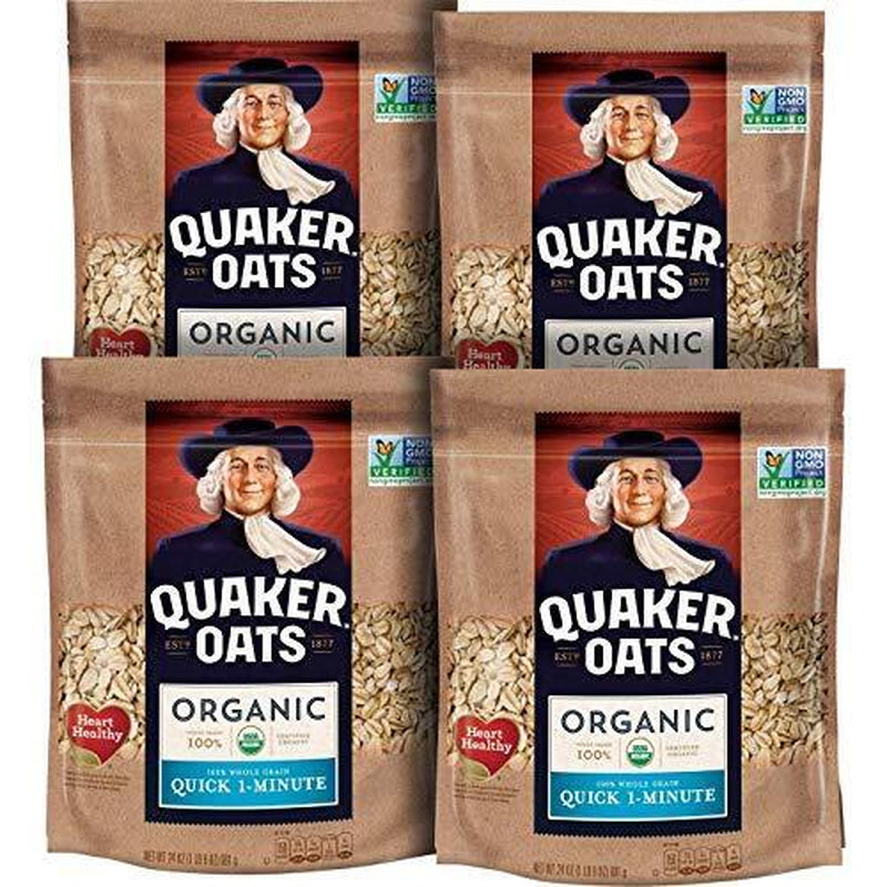 4-Pack Quaker Organic Quick Cook Oatmeal, Breakfast Cereal, Non-Gmo, 24 Oz