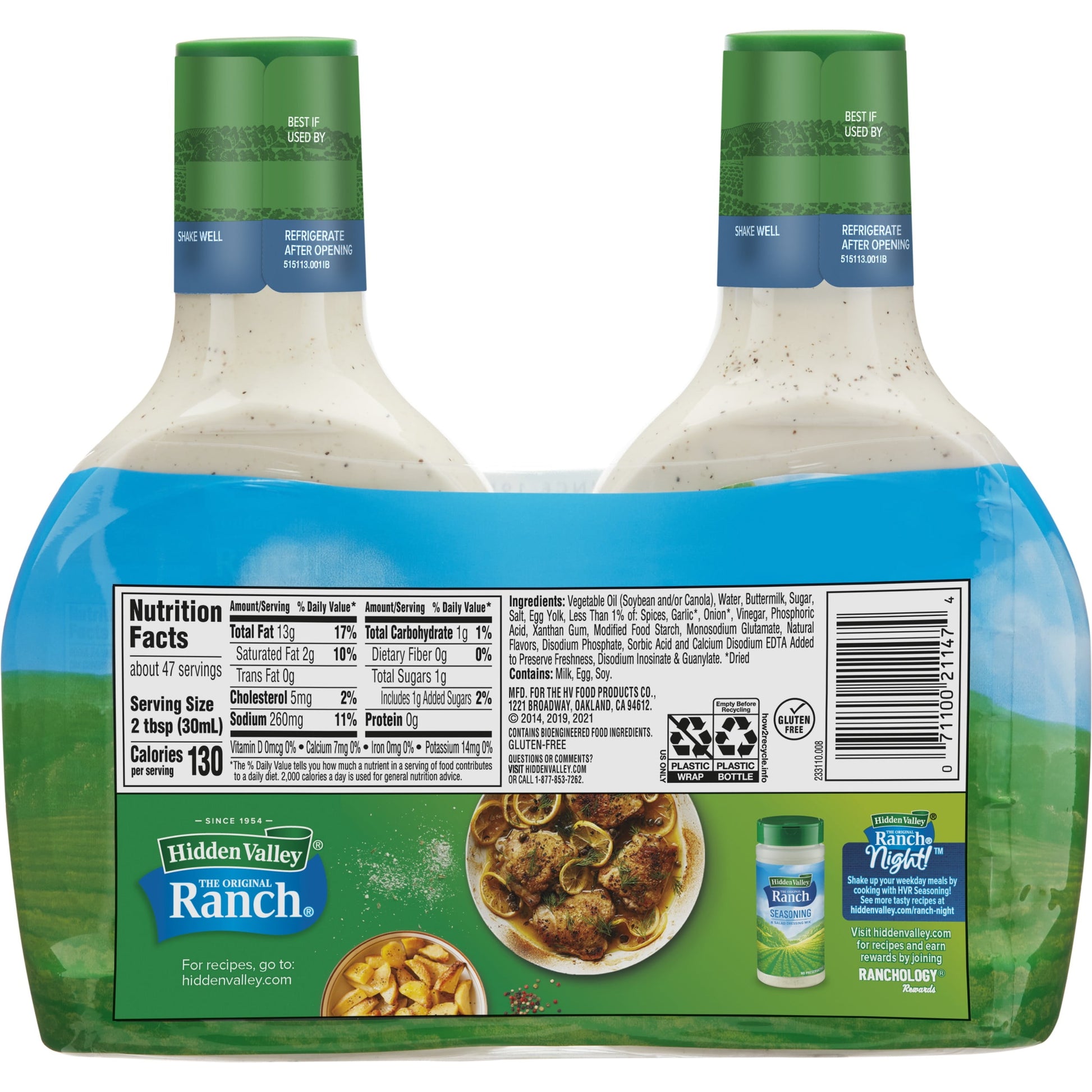 Gluten Free Original Ranch Salad Dressing and Topping, 24 Fl Oz, 2 Pack