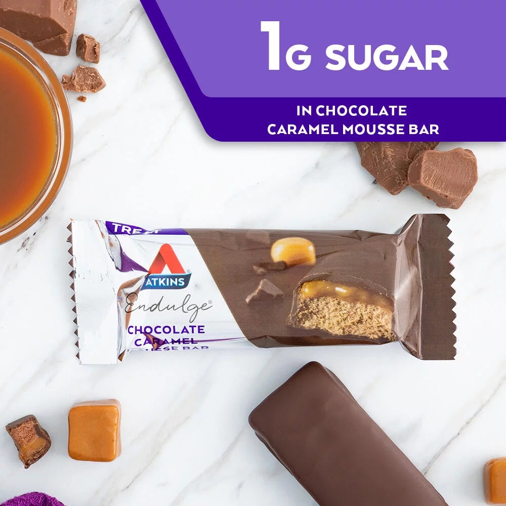 Endulge Chocolate Caramel Mousse Bar, Dessert Favorite, Low Sugar, High in Fiber, 6/5 Packs