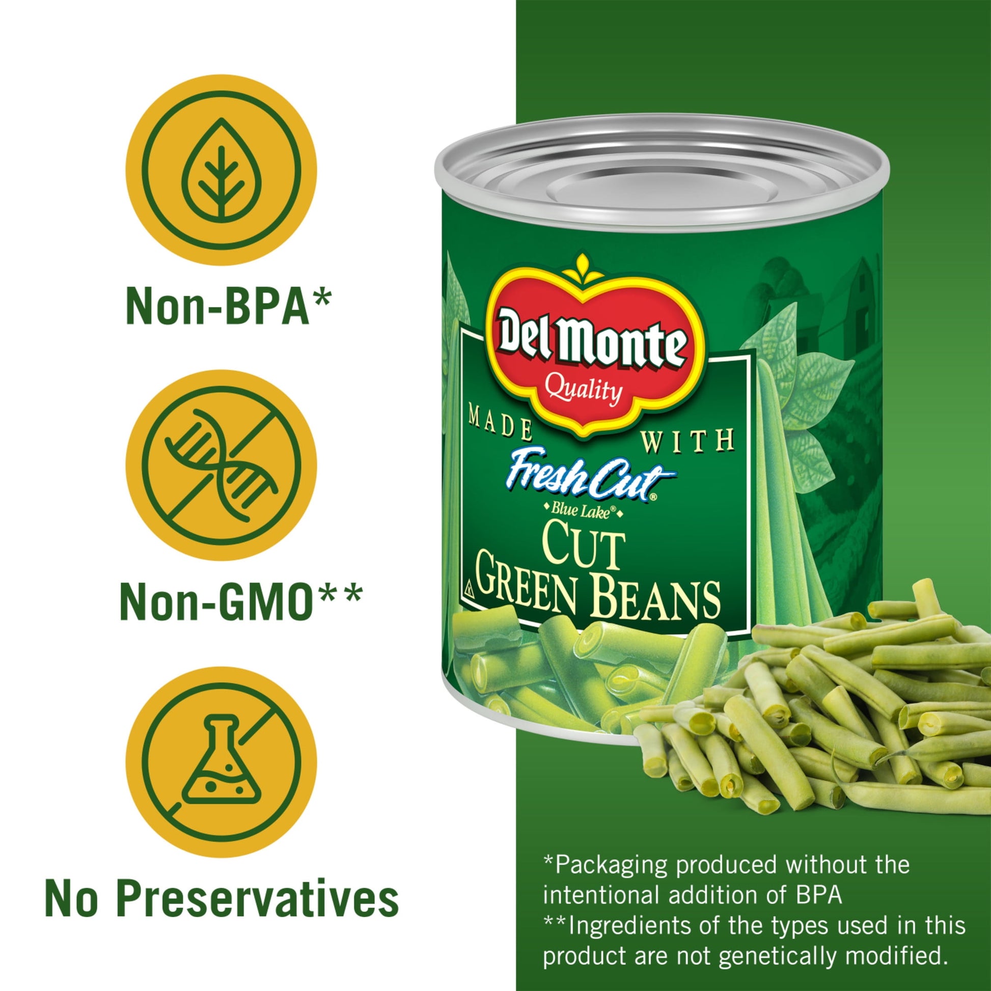 Fresh Cut Green Beans 14.5 Oz Can (Pack of 4)