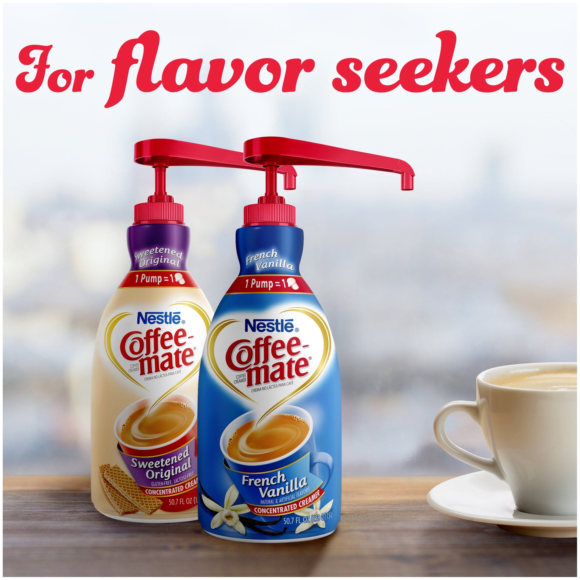 Coffee Mate Sweetened Original Liquid Coffee Creamer, Bulk Coffee Creamer Pump Bottle, 50.7 Oz