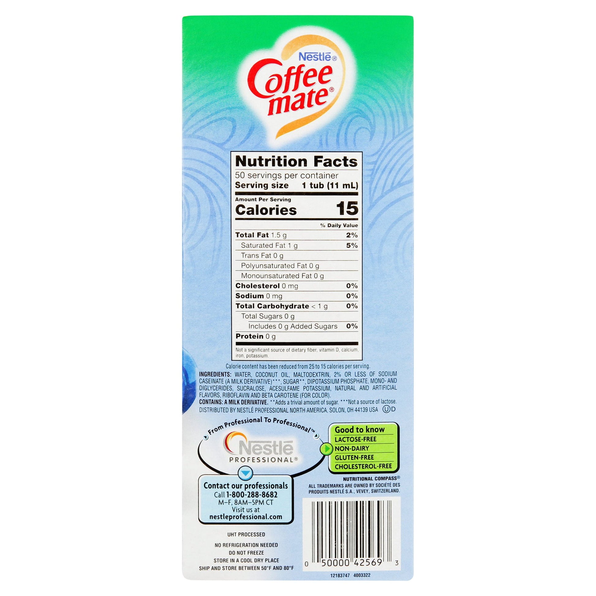 Coffee Mate Sugar-Free French Vanilla Liquid Coffee Creamer Singles, 0.375 Fl Oz, 50 Ct