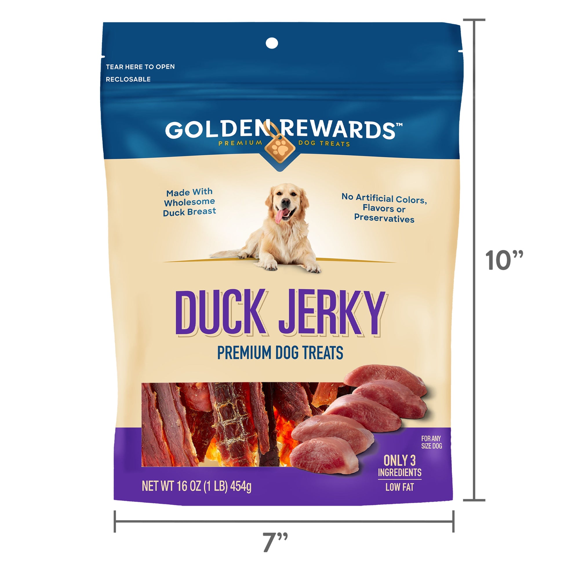 Duck Jerky Premium Treats for Dogs, 16 Oz Bag