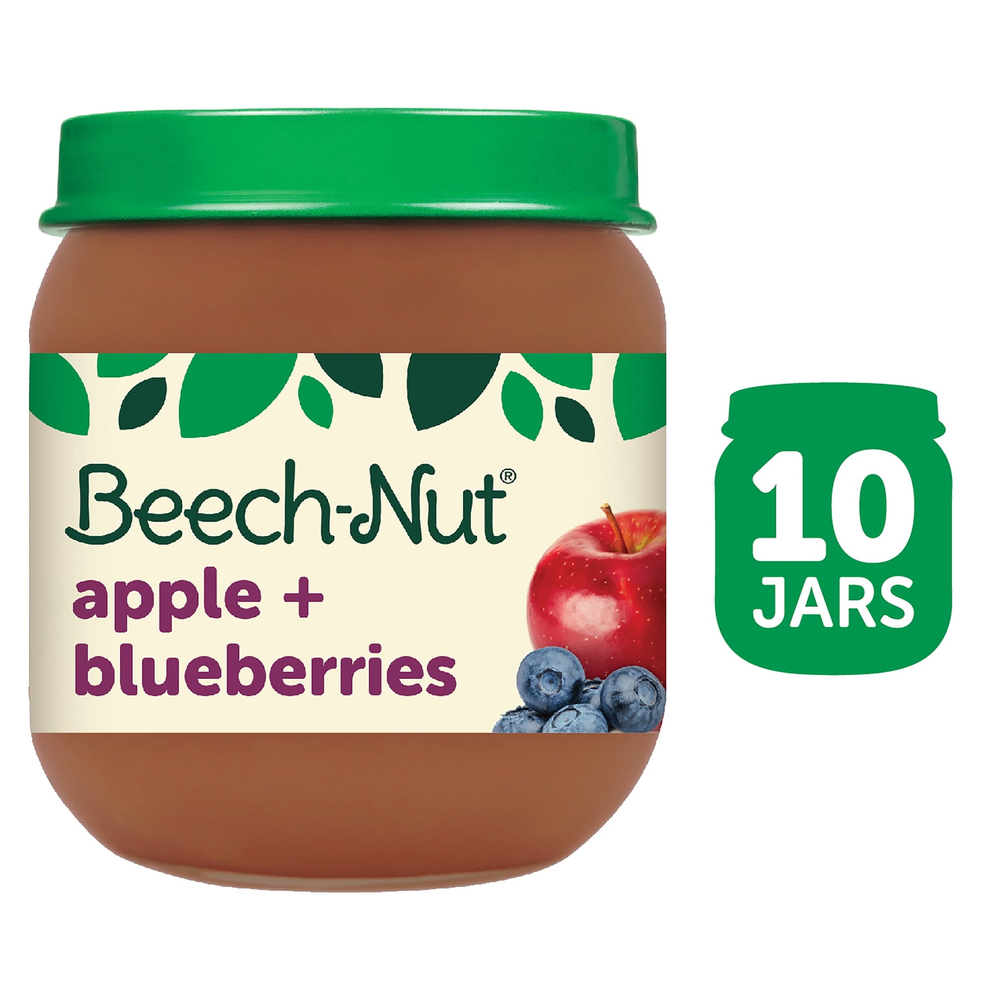 Stage 2 Baby Food, Apple & Blueberries, 4 Oz Jar (10 Pack)