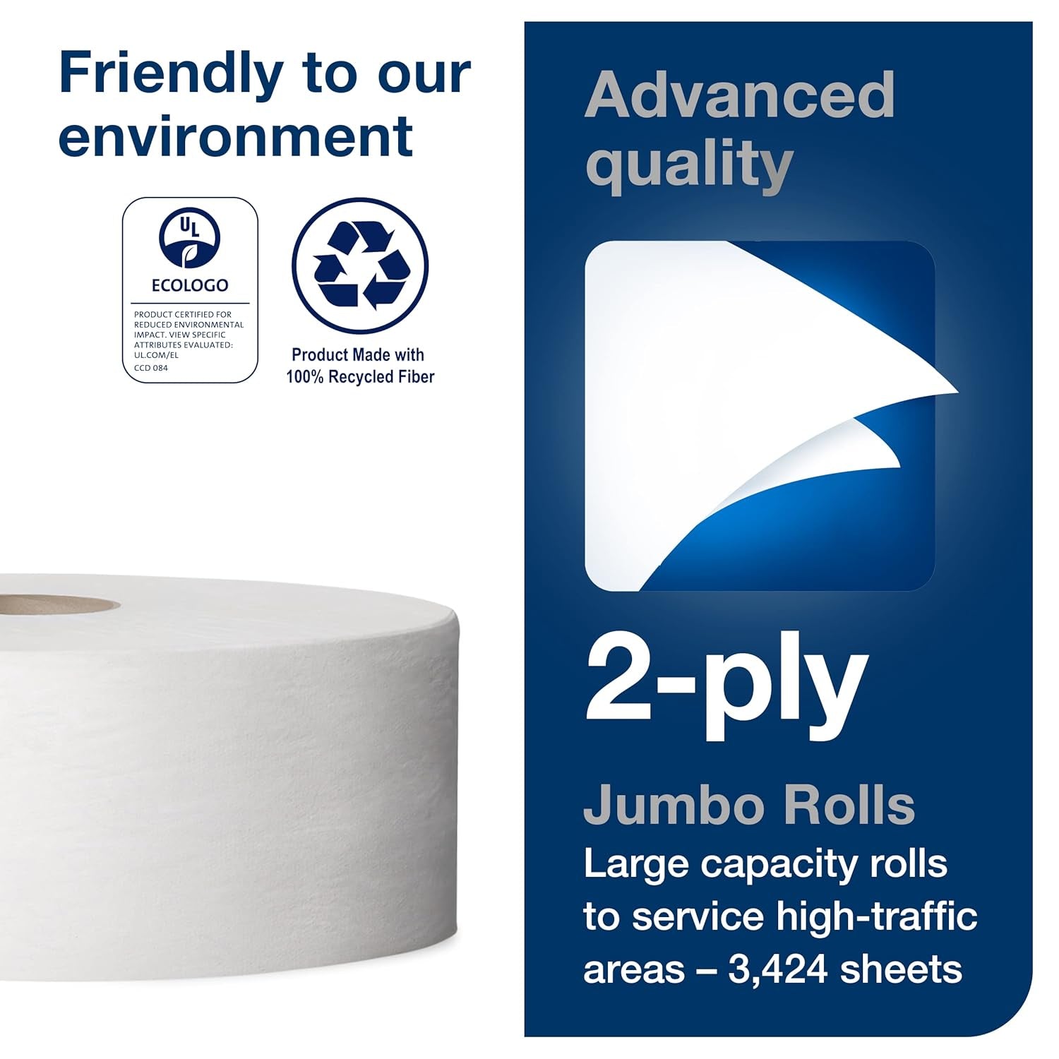 Jumbo Toilet Paper Roll White T1, Advanced, 1-Ply, 6 X 3,424 Sheets, 11010402