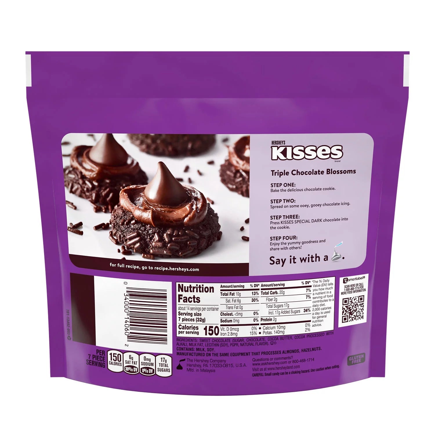 Kisses SPECIAL DARK Mildly Sweet Chocolate Candy, Family Pack 16.1 Oz