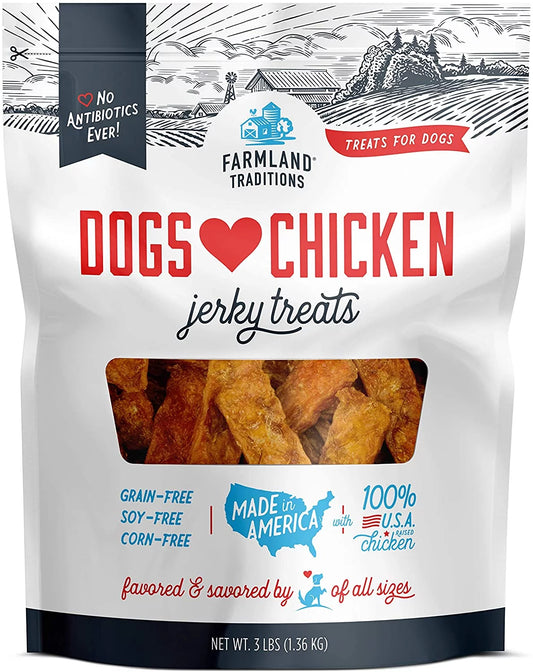 Dogs Love Chicken Premium Jerky Treats for Dogs (3 Lbs. No Antibiotics Ever USA Raised Chicken)