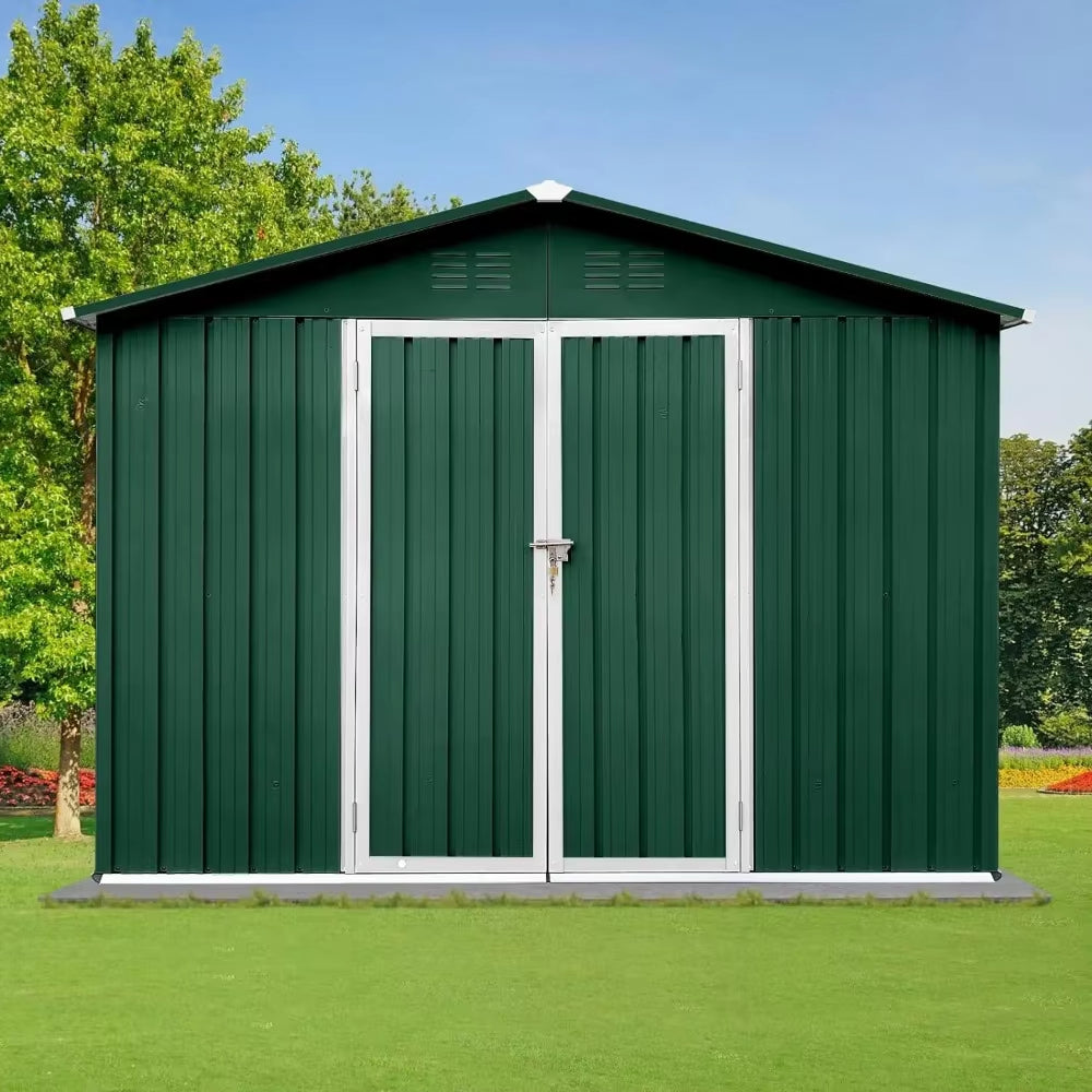 Metal Outdoor Storage Shed 8FT X 6FT, Steel Utility Tool Shed Storage House with Door & Lock, for Backyard Garden Patio Lawn