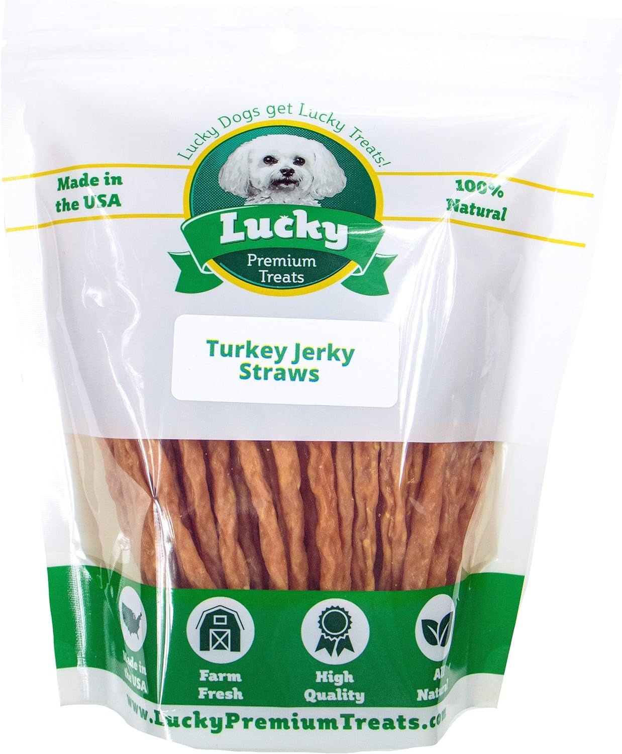Turkey Jerky Straws – All Natural Turkey Dog Treats, Dog Chews Made with Restaurant Quality Turkey (13 Oz)