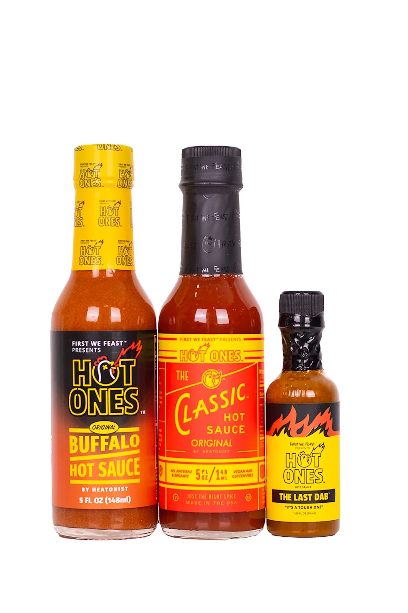 Hot Ones Mini Dab Hot Sauce Trio Gift Box, Includes Buffalo, Classic and the Last Dab Flavors