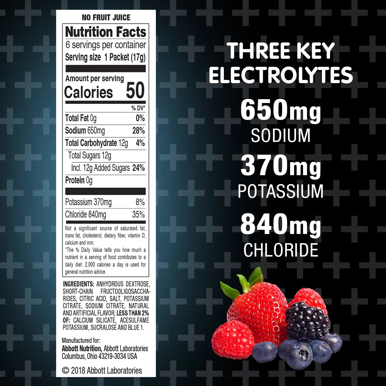 Advancedcare plus Electrolyte Powder, with 33% More Electrolytes and Preactiv Prebiotics, Berry Frost, Electrolyte Drink Powder Packets, 0.6 Oz (18 Count)