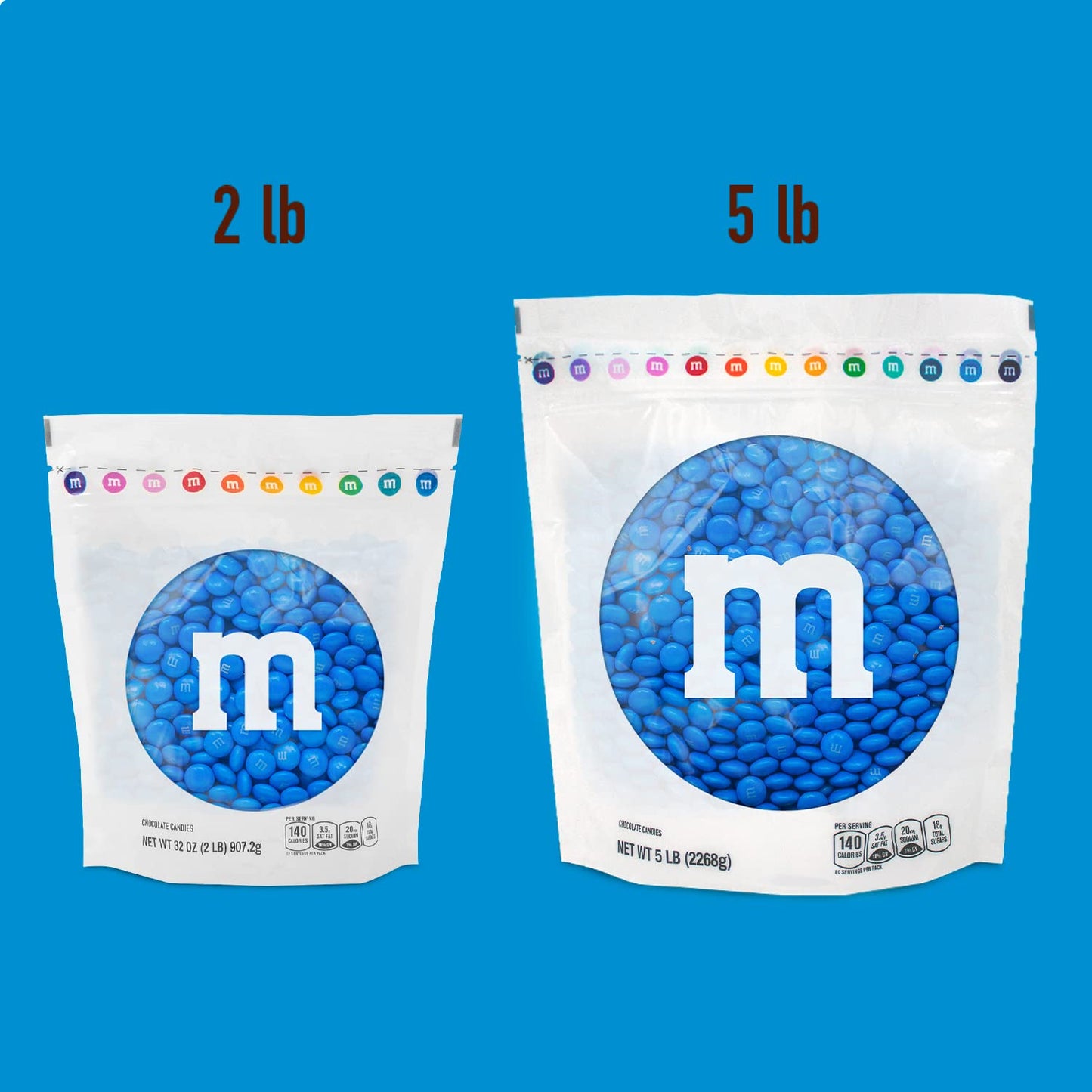 M&M’S Blue Milk Chocolate Candy, 5Lbs of  in Resealable Pack for Candy Bars, 4Th of July, Memorial Day, Graduations, Birthday Parties, Dessert Tables & DIY Party Favors