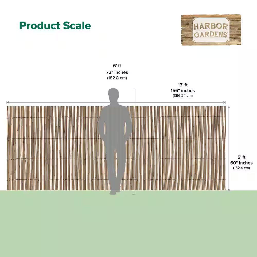 13 Ft. L X 5 Ft. H Decorative Garden Reed Wood Fencing