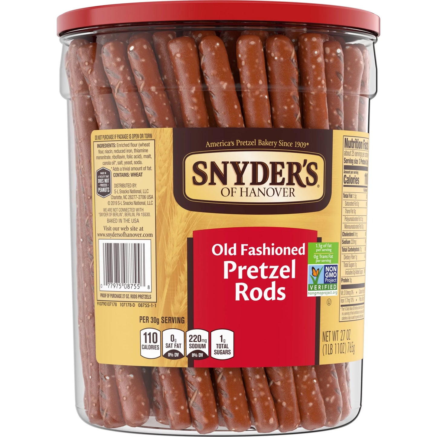 , Old Fashioned Pretzel Rods, 27 Oz Canister