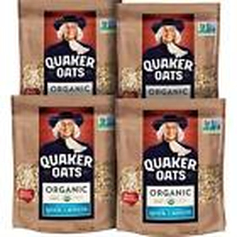 4-Pack Quaker Organic Quick Cook Oatmeal, Breakfast Cereal, Non-Gmo, 24 Oz