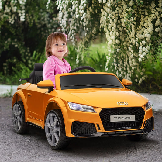 6V Kids Electric Ride on Car, Licensed Audi TT RS with Seat and Remote Control, Horn, Music, MP3, for Kids 3-5 Years Old - Yellow