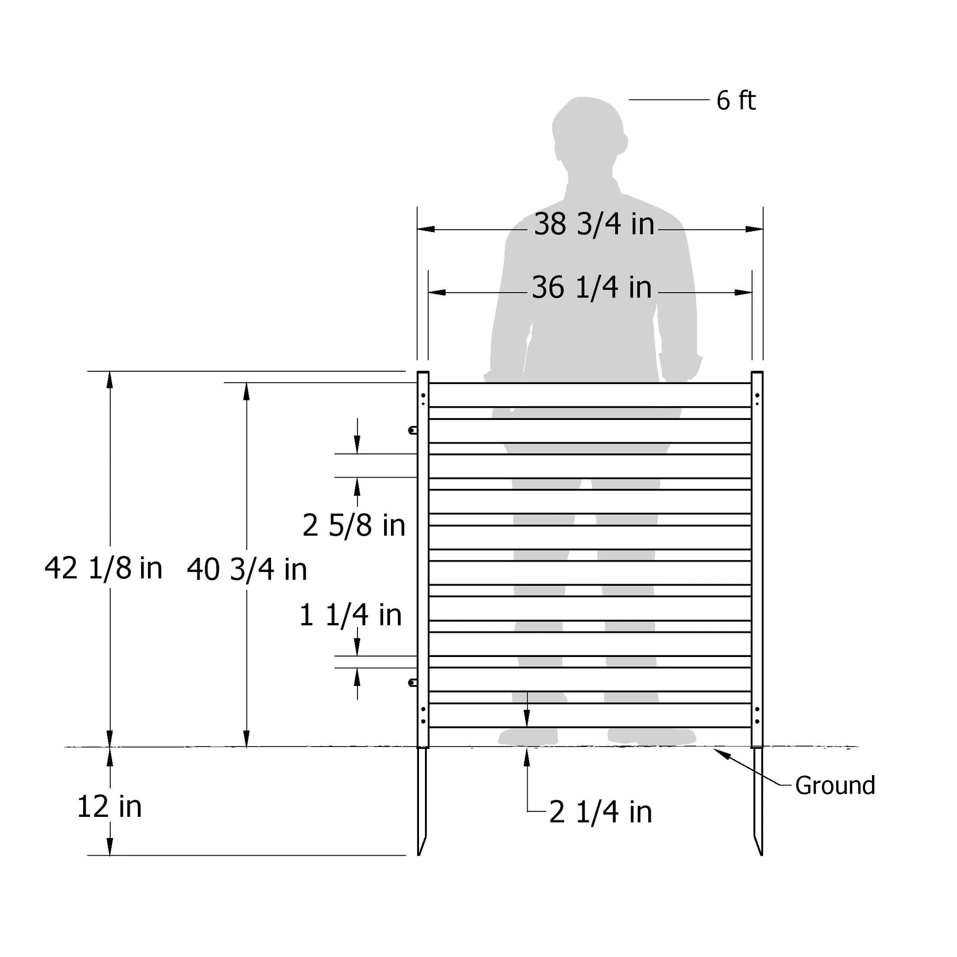 Enclo Charleston Outdoor No Dig Wood Slat Privacy Screen Enclosure for Garbage Bins and Air Conditioners (42In H X 38In W - 2 Panels)