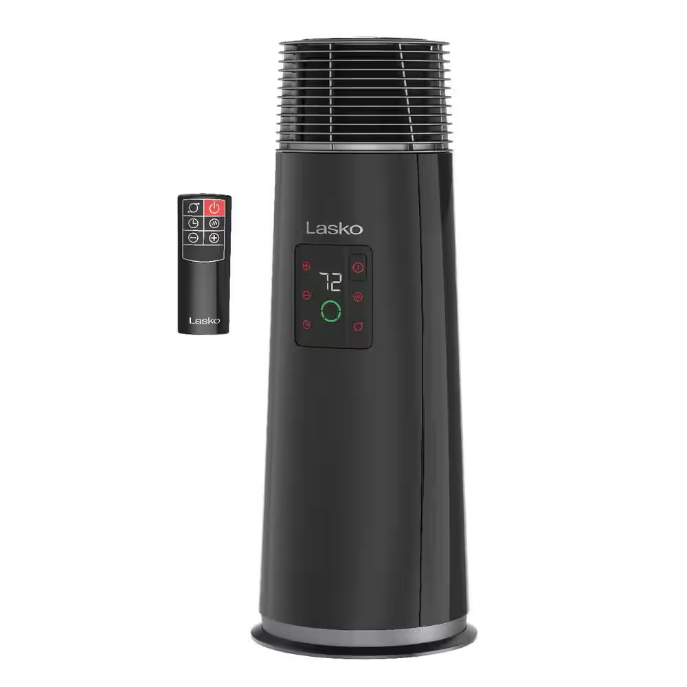 1500-Watt 24 In. Black Electric Tower Ceramic Full Circle Warmth Space Heater with 3-Speeds and Remote Control