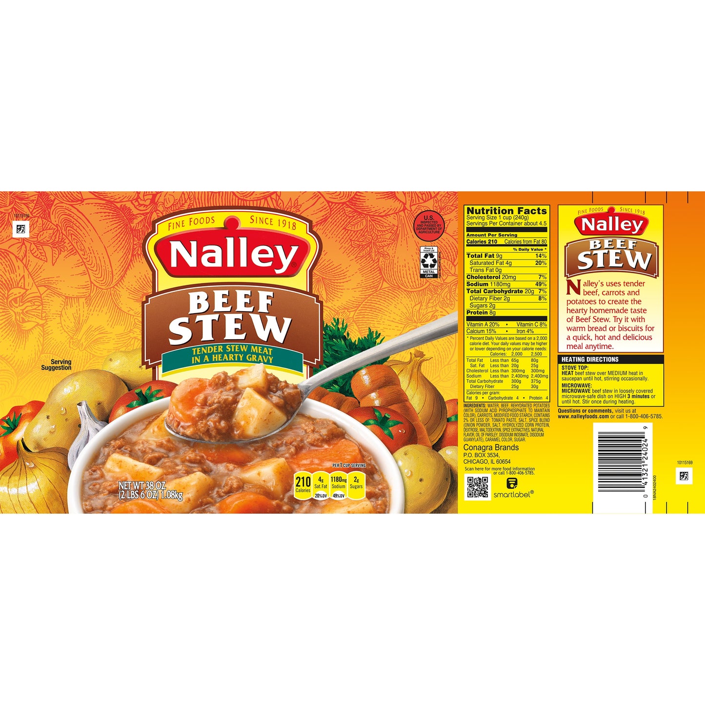 (4 Pack)  Beef Stew with Vegetables and Hearty Gravy, Canned Food, 38 Oz