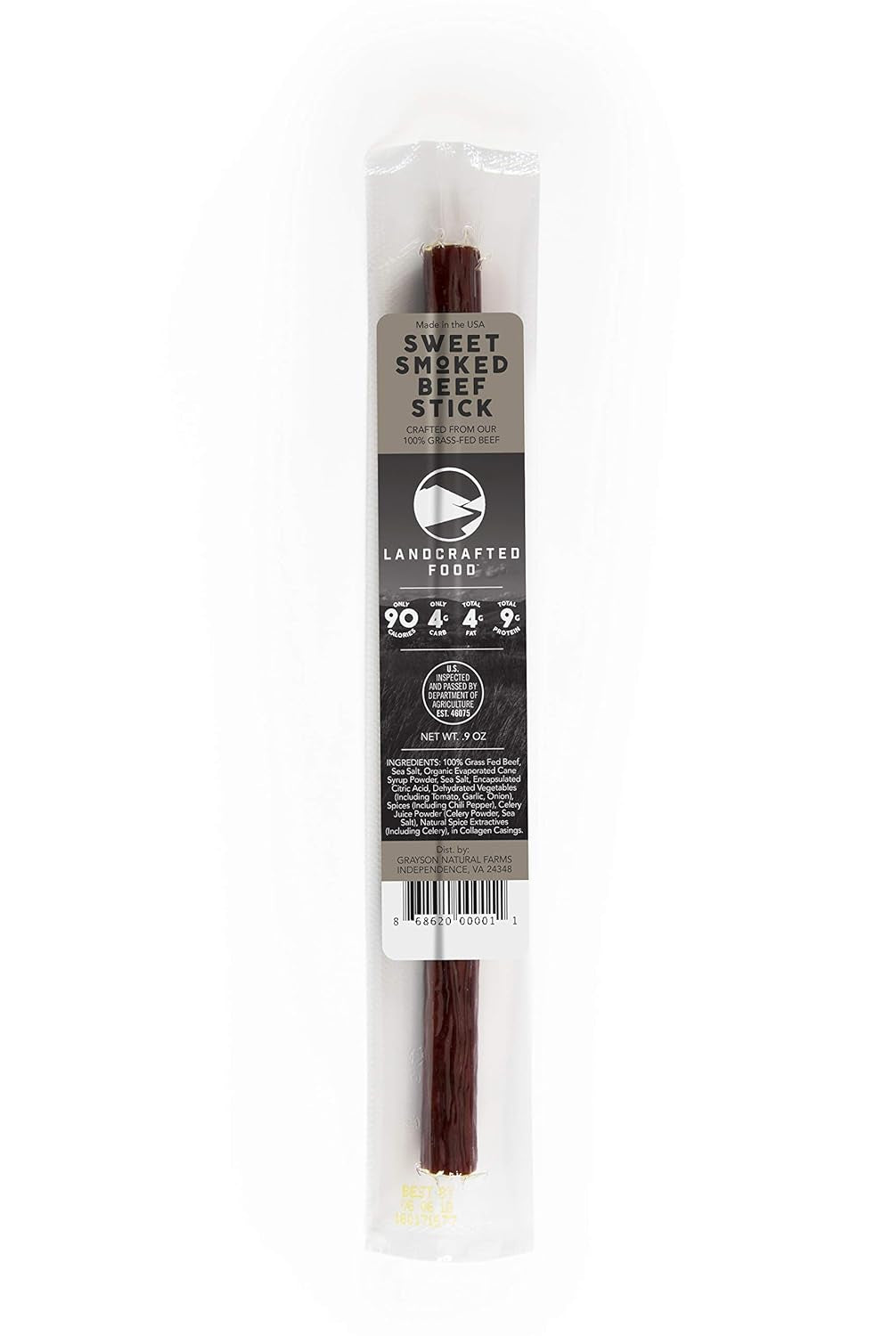 | 100% Grass Fed Beef Jerky Sticks - 20 Individually Wrapped .9 Ounce Stick Snack Packs - Farmer Owned, Hormone Free, High Protein with Low Carbs (Sweet Smoked)