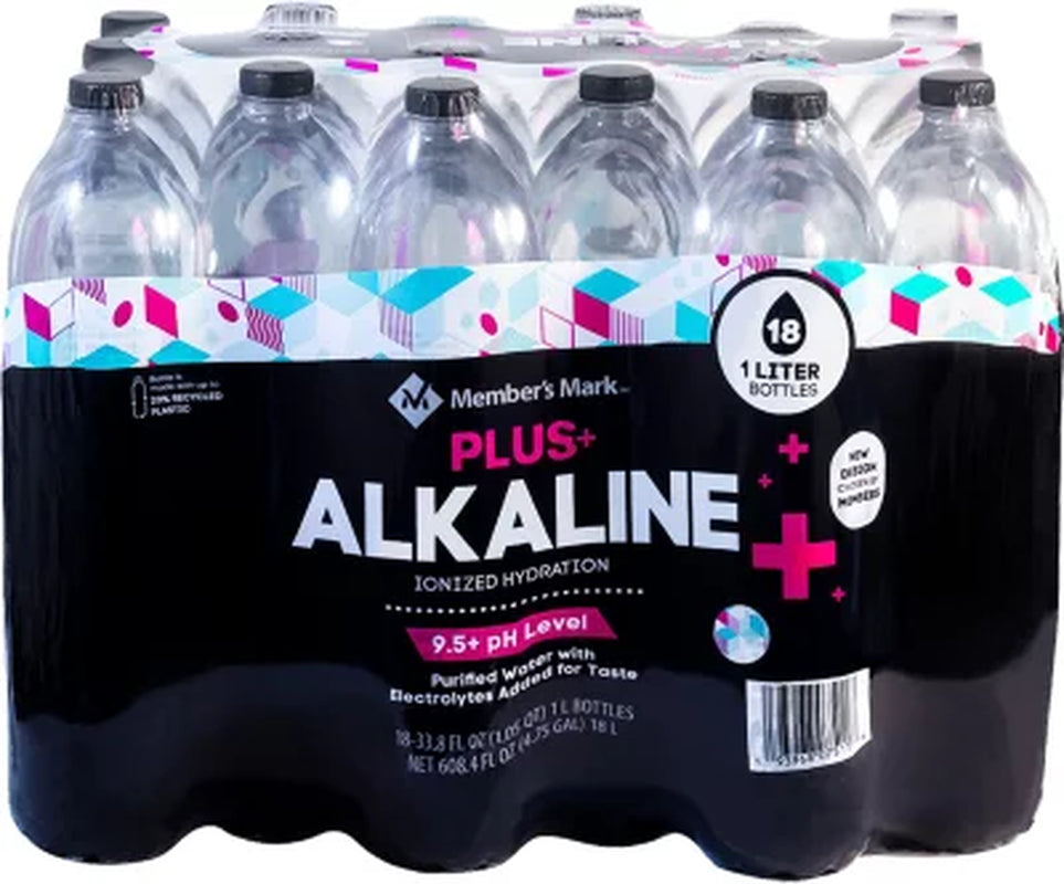 Member'S Mark Plus+ Alkaline Bottled Water 1L., 18 Pk.