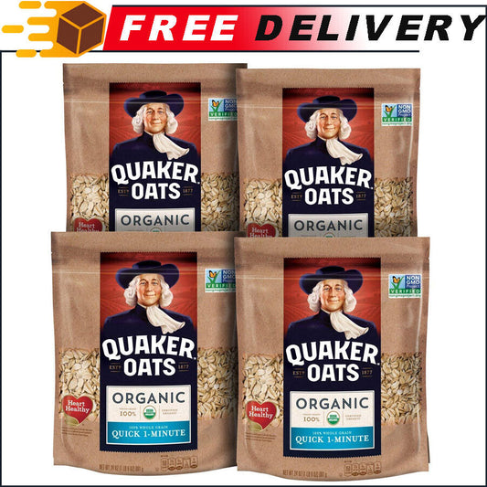 4-Pack Quaker Organic Quick Cook Oatmeal, Breakfast Cereal, Non-Gmo, 24 Oz