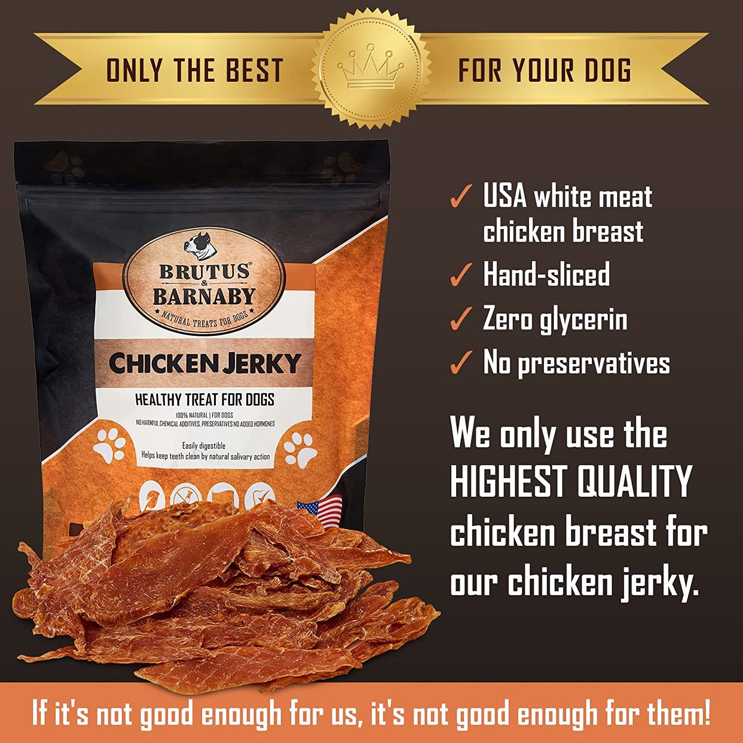 Chicken Jerky Dog Treats- Dehydrated Crunchy USA Premium Fillets, Grain-Free, Preservative-Free, No Fillers. All Natural Chicken Strips Are Great for Dogs and Cats (10Oz)