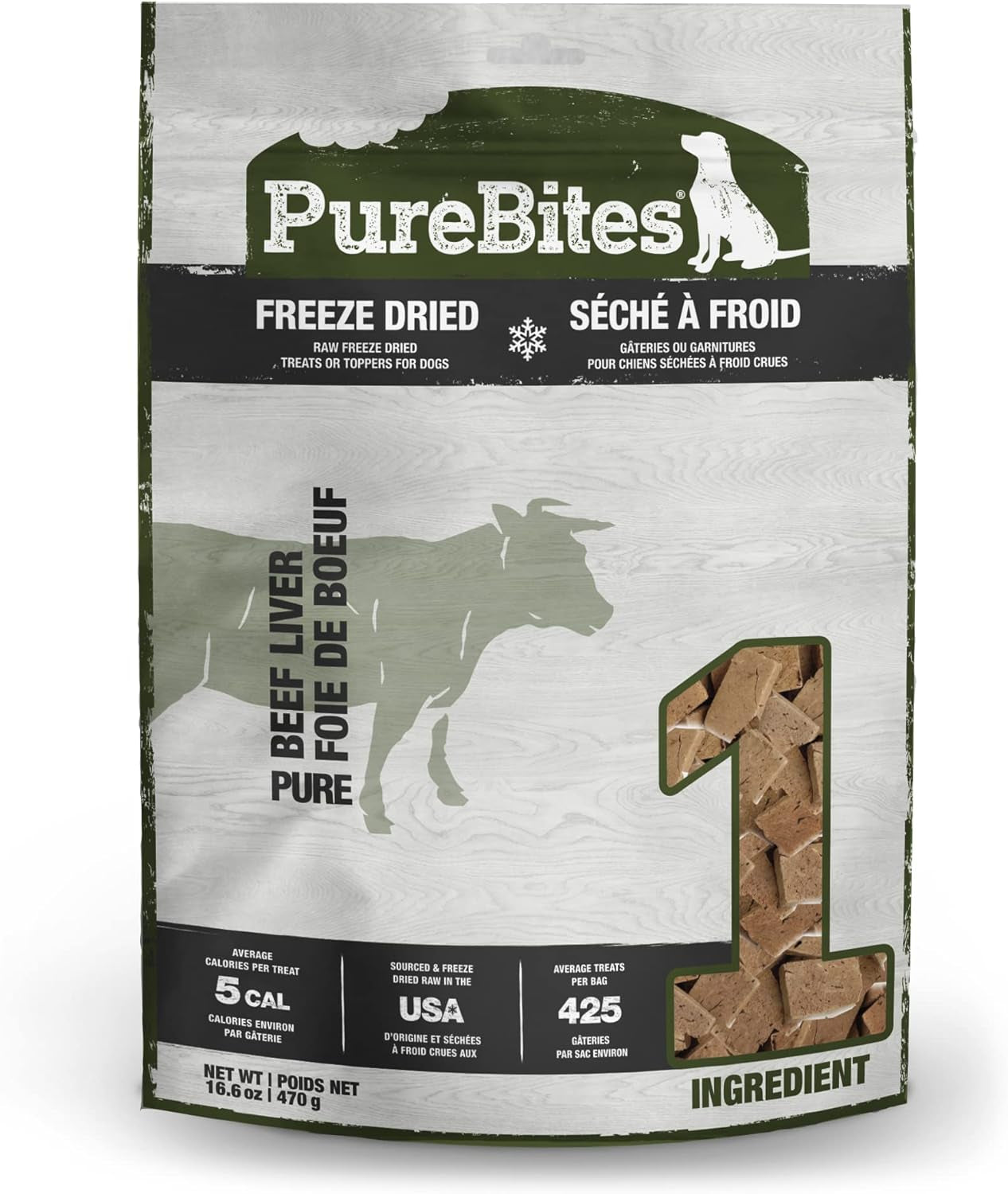 Beef Freeze Dried Dog Treats, 1 Ingredient, Made in USA, 16.6Oz