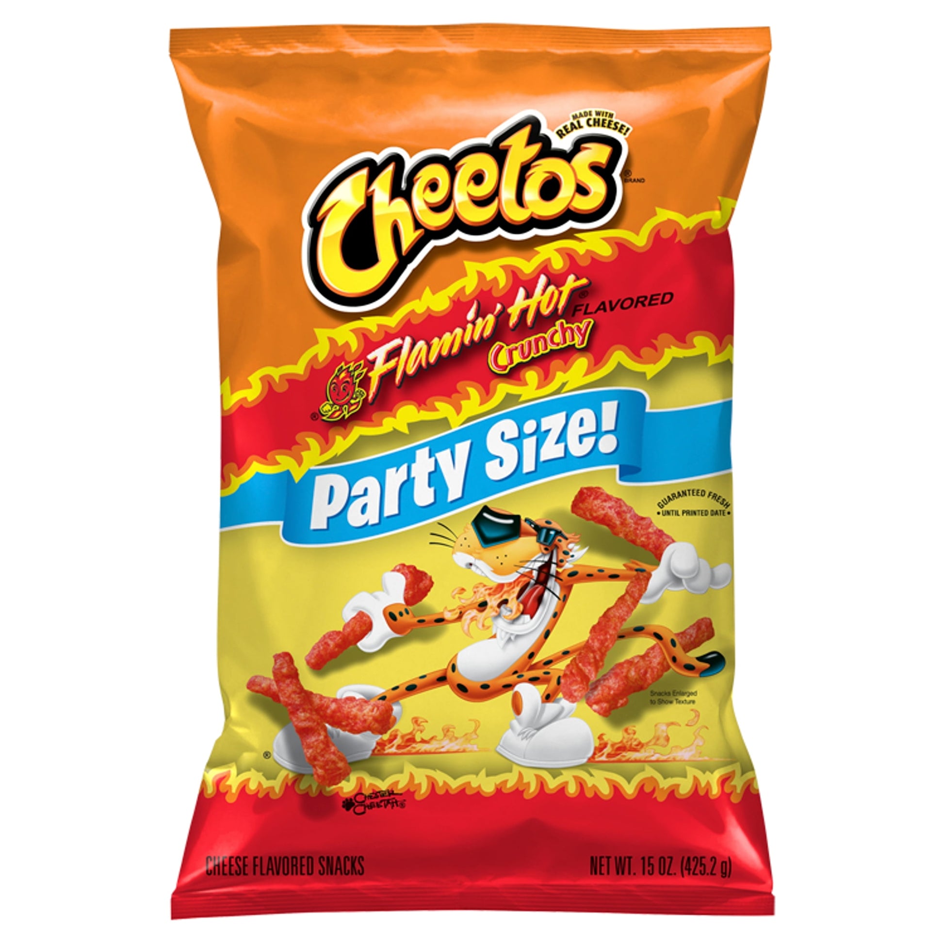 (4 Pack)  Crunchy Flamin' Hot Cheese Puff Chips, 15Oz Bag (Packaging May Vary)