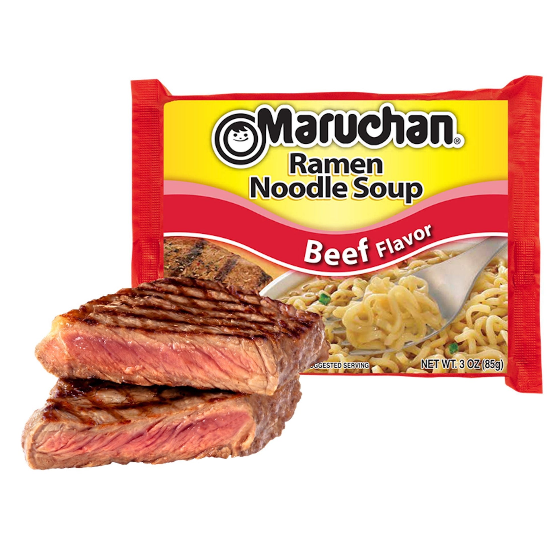 (48 Pack)  Ramen Noodle Beef Flavor Soup, 3 Oz Shelf Stable Package, 12 Count