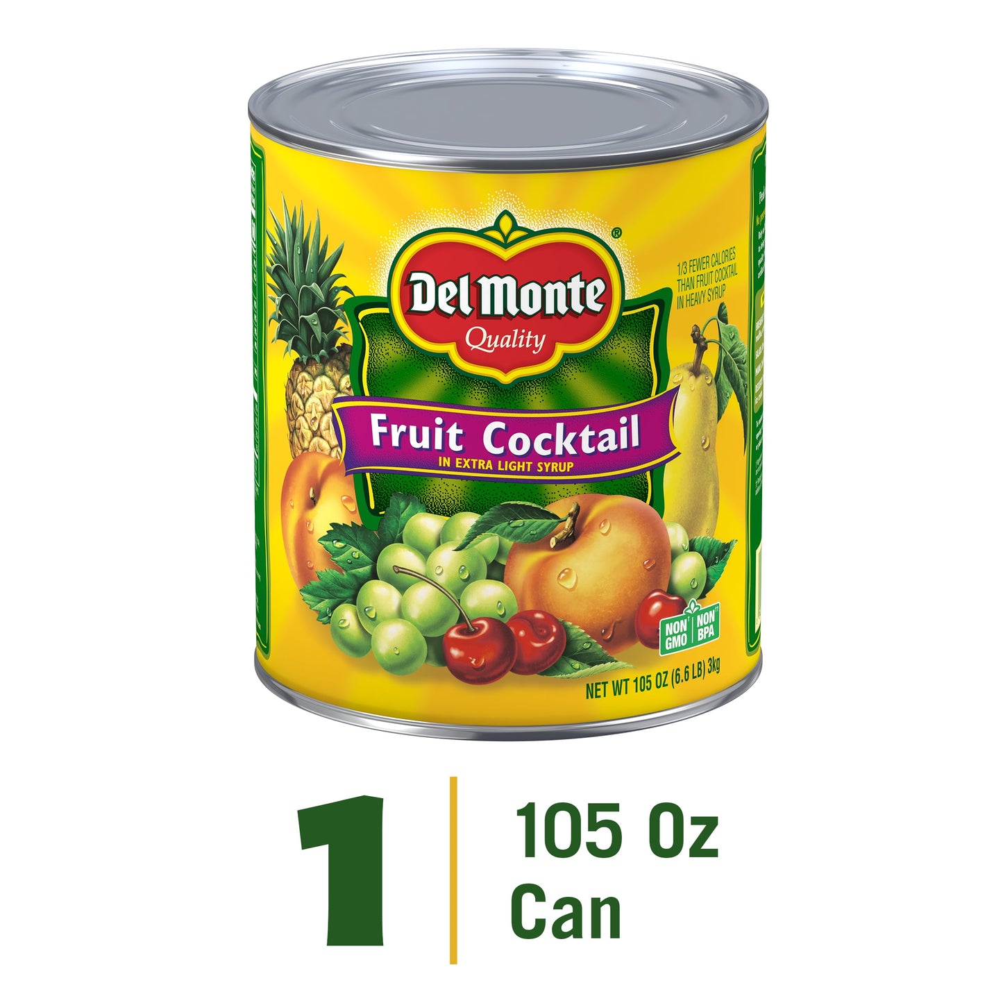 (2 Pack)  Fruit Cocktail, Extra Light Syrup, Canned Fruit, 105 Oz Can