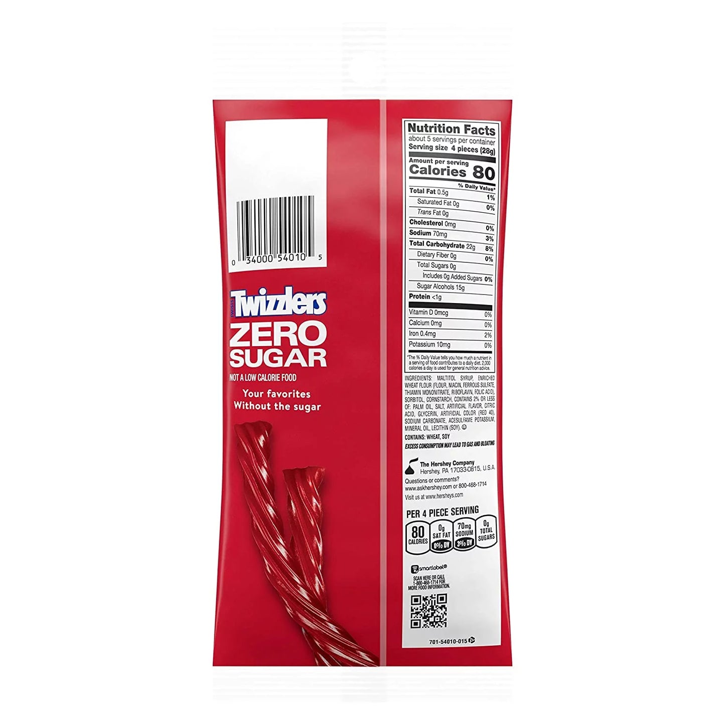 TWIZZLERS Zero Sugar Twists Strawberry Candy Bags, 5 Oz (12 Count)