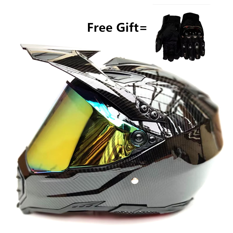 Carbon Fiber Pattern ABS Mater Full Face Moto Racing Helmet DOT Outdoor Adult MX Motocross Off-Road Dirt Bike Motorcycle ATV M