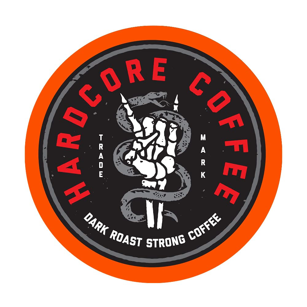 Hardcore Single Serve Coffee Pods for Keurig K Cup Brewers, High Caffeine, Strong Roast, 10 Count