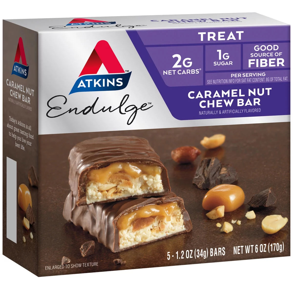 Endulge Caramel Nut Chew Bar, 1.2Oz, 5-Pk (Treat)