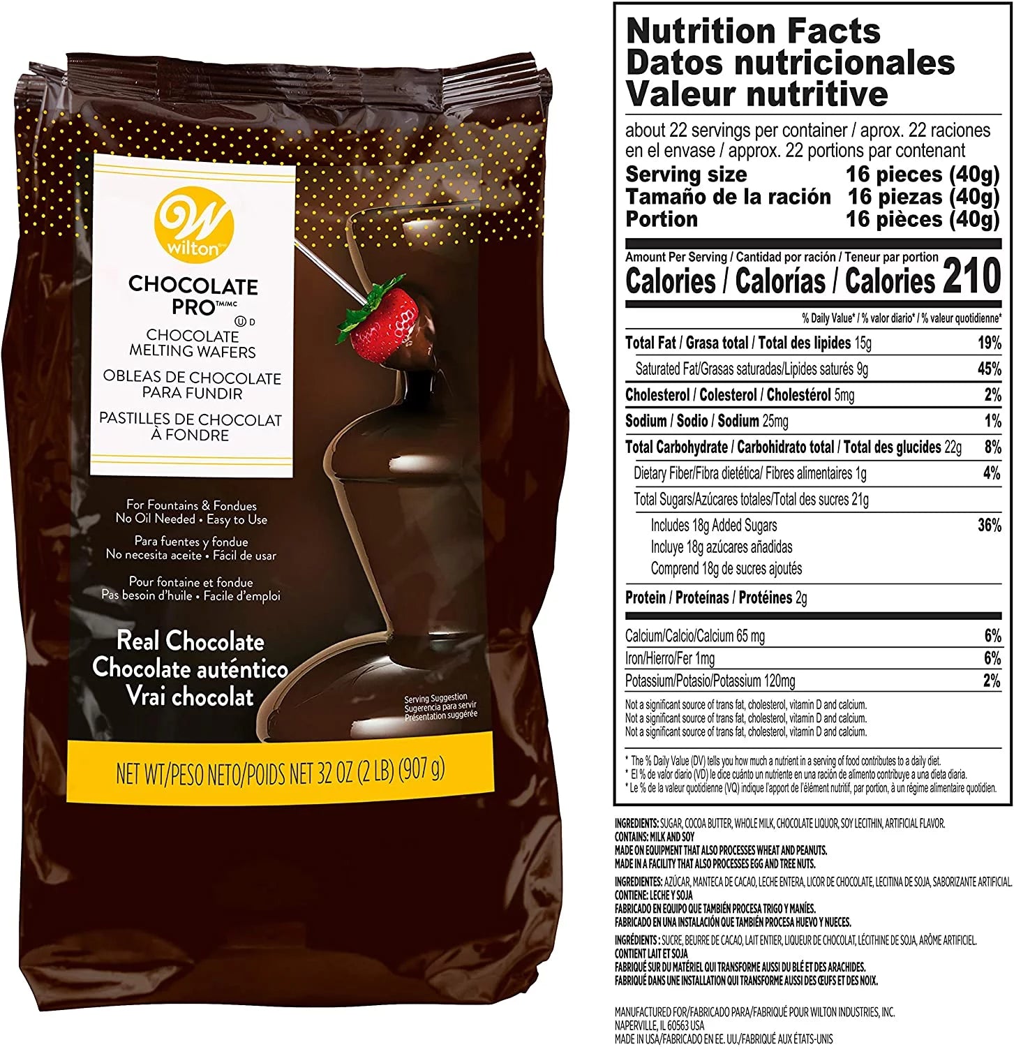 Dark Chocolate Drops for Chocolate Fountains or Fondue, 32 Oz. (2 Lbs), round Pieces of Candy Wafers