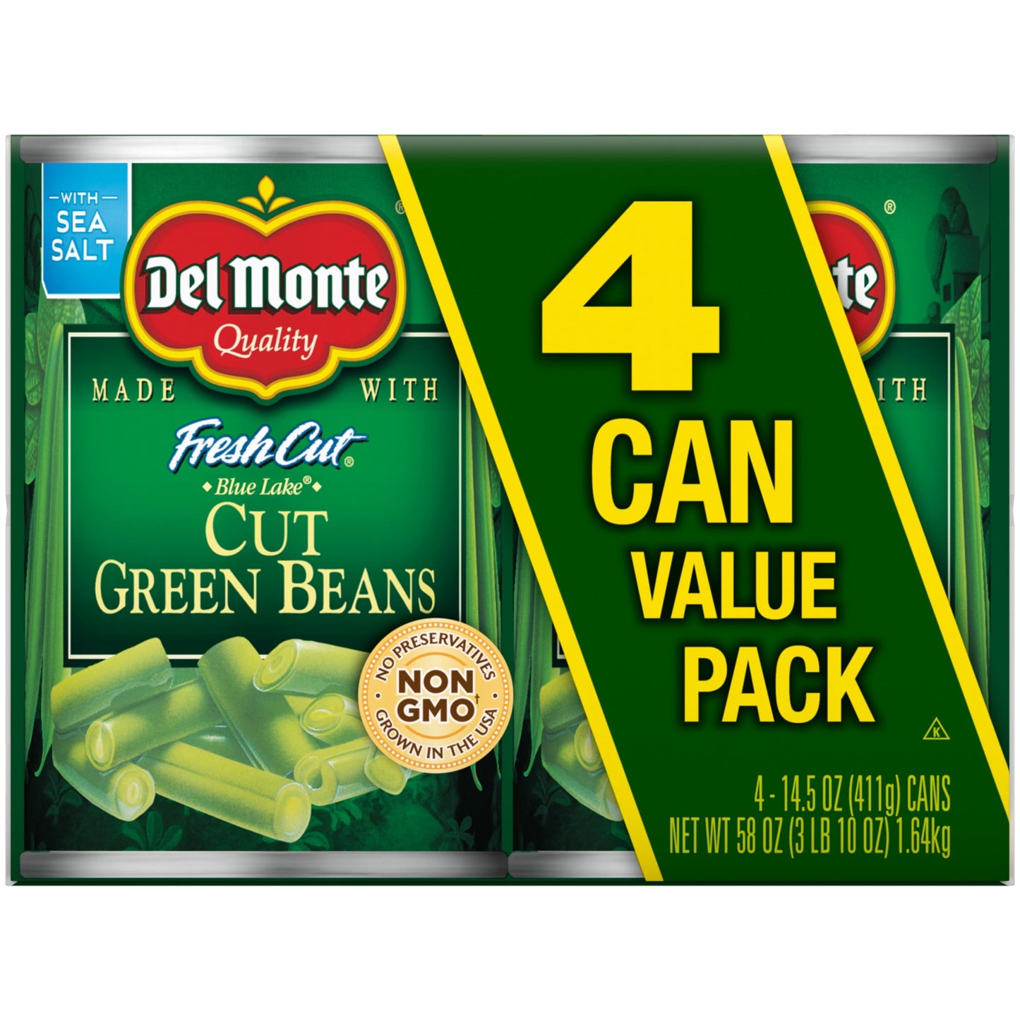 Fresh Cut Green Beans 14.5 Oz Can (Pack of 4)