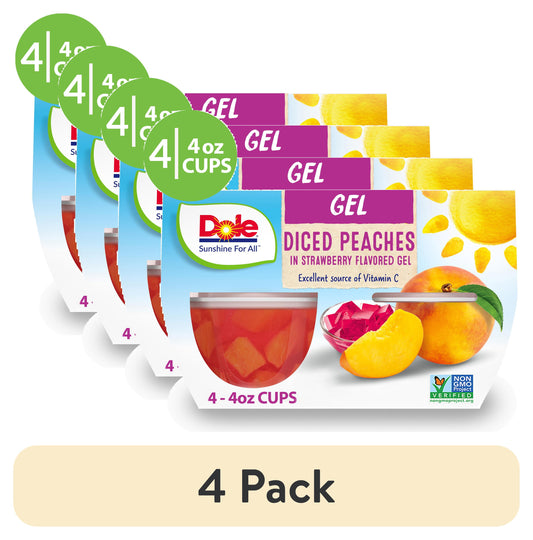 (4 Pack) (4 Pack)  Peaches in Strawberry Gel Flavored, 4 Oz