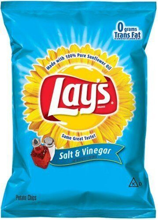 Lay'S Potato Chips, Salt & Vinegar, 1.5-Ounce Large Single Serve Bags (Pack Of