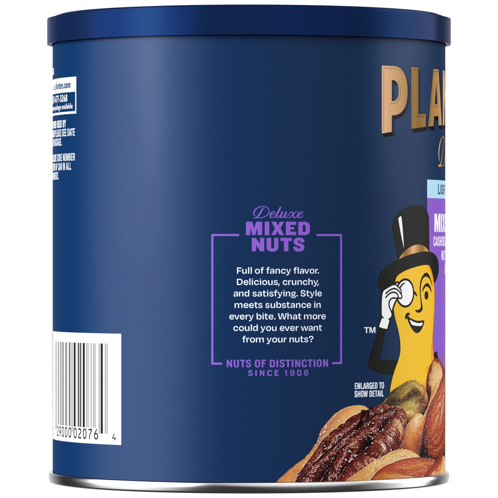 Deluxe Lightly Salted Mixed Nuts, Party Snacks, Plant-Based Protein 15.25Oz (1 Canister)