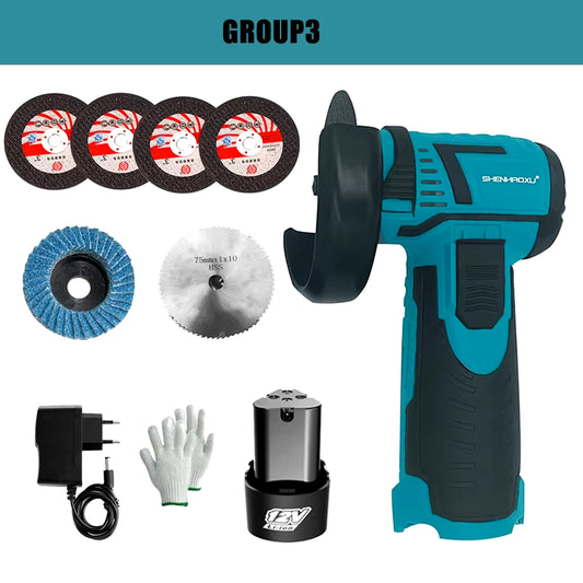 12V Mini Angle Grinder Brushless Motor Cordless Polishing Grinding Machine Diamond Cutting Electric DIY Power Tools