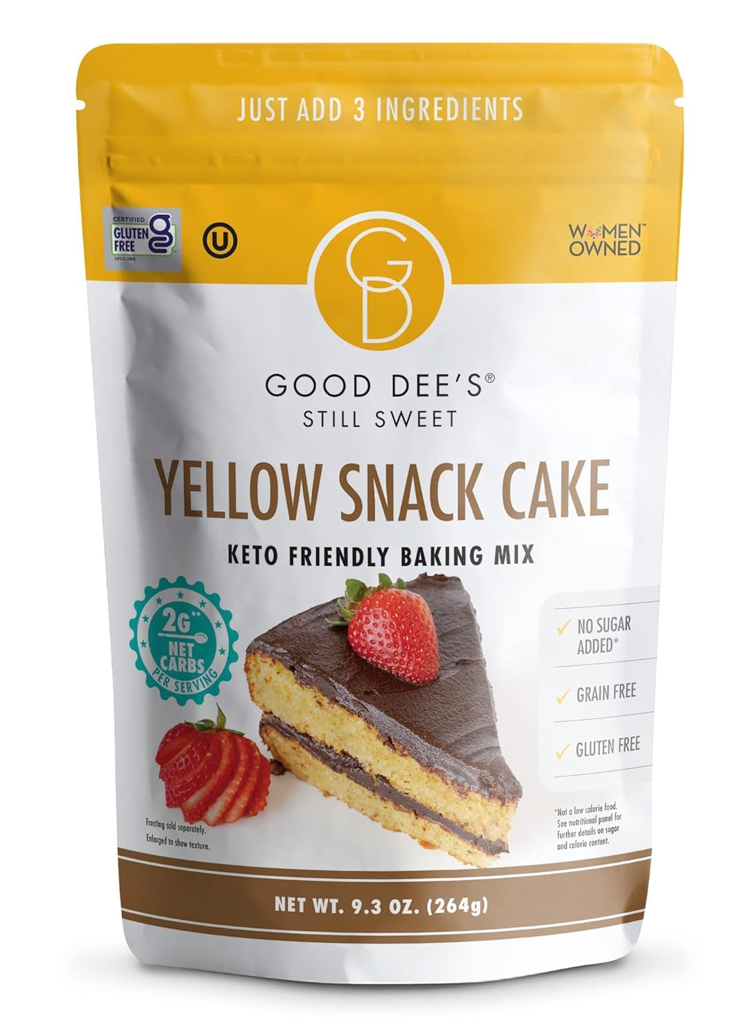 Good Dee'S Keto Yellow Snack Cake Mix, Gluten Free, No Added Sugar, Gluten Free, Grain-Free, Soy-Free, Diabetic, Atkins & WW Friendly (2G Net Carbs, 12 Serving)